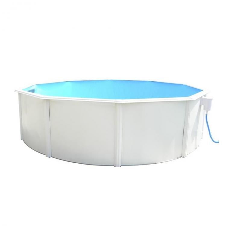 Piscina circular 350×120 con columnas reforzadas. Estructura resistente y fácil instalación.