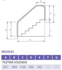 Salida 3 curvas acero inoxidable Pletina Soldada