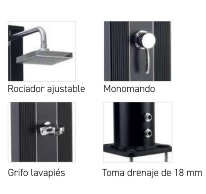 Ducha solar aluminio color negro 32L