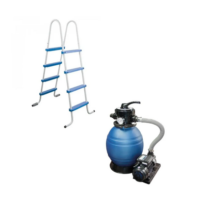 Filtración Monobloc 300 y escalera QP para Piscina Acero Ovalada