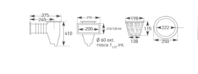 Medidas Skimmer 200 Liner Tapa Cuadrada QP