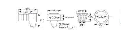Medidas Skimmer 200 Liner Tapa Cuadrada QP