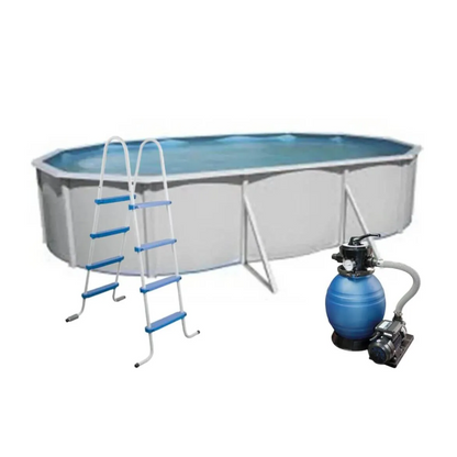 Piscina Acero Ovalada Filtración Monobloc 300 y escalera QP
