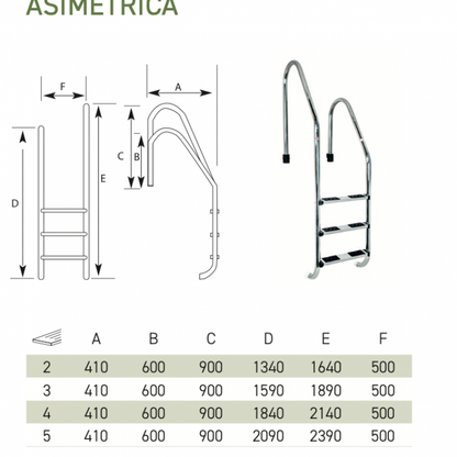 Escalera Asimétrica Acero Inoxidable