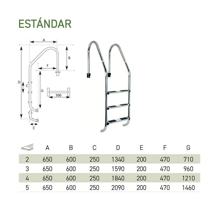 Escalera Estándar acero inoxidable