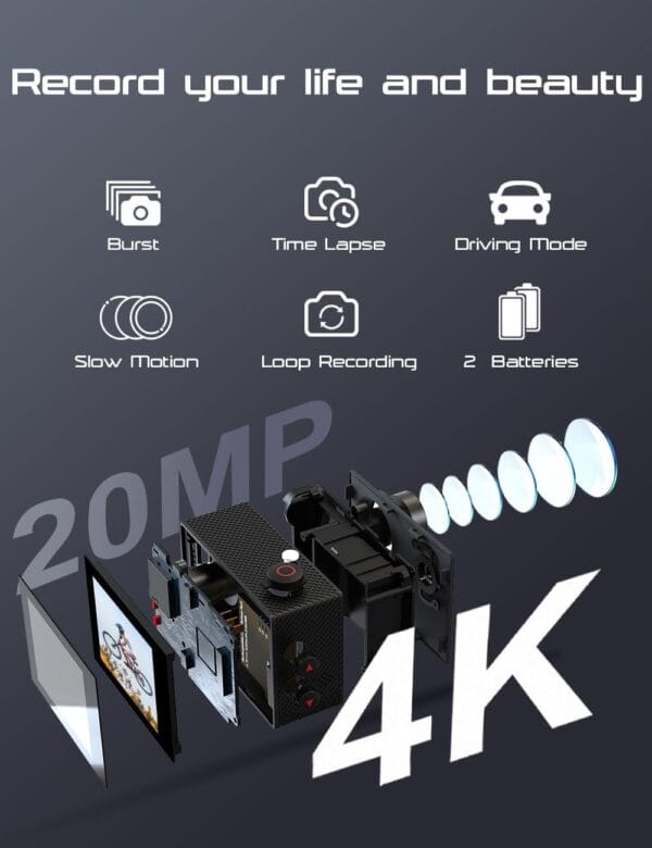 Apexcam Cámara Deportiva 4K