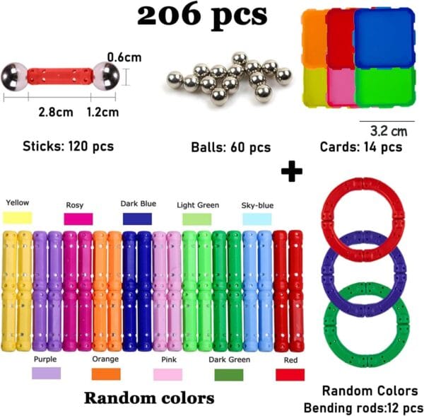 Jokooan Construcciones Magneticas 206PCS - Imagen 3