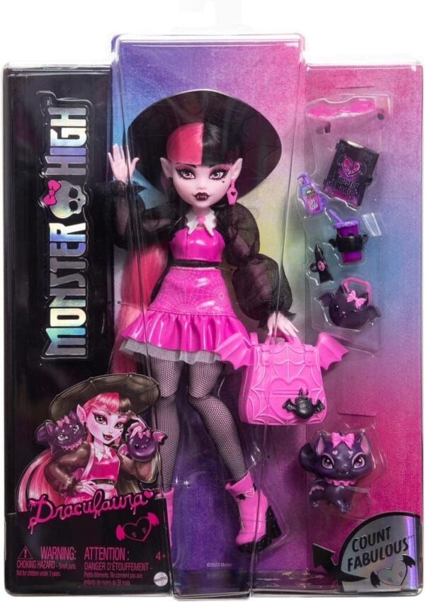 Monster High Fabulosa Draculaura Muñeca articulada con Mascota Count Fabulous - Imagen 4